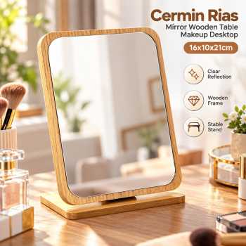 Gambar produk Mira Cermin Rias Mirror Wooden Table Makeup Desktop 16x10x21cm - INU14