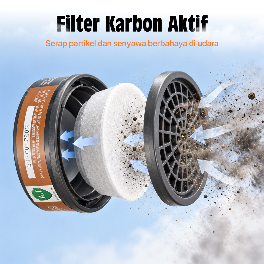 Gambar produk ASL Masker Gas Respirator Full Face with Activated Carbon Filter - 8201 - 1