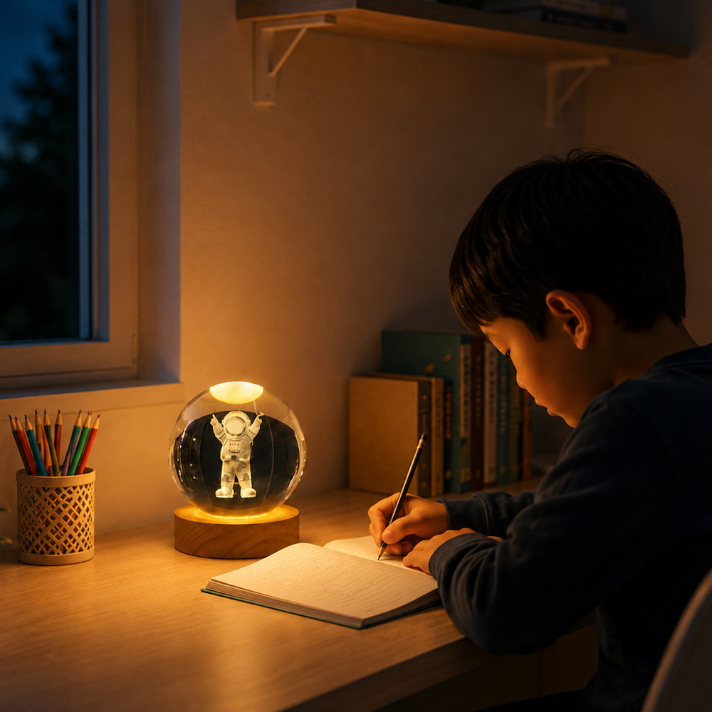 Gambar produk AMARYLLIS Lampu Tidur Bola Kristal 3D Warm White USB 3W Astronot - AM-6 - 6