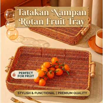 TaffHOME Tatakan Nampan Rotan Fruit Tray With Handle Model Square - Slyz22