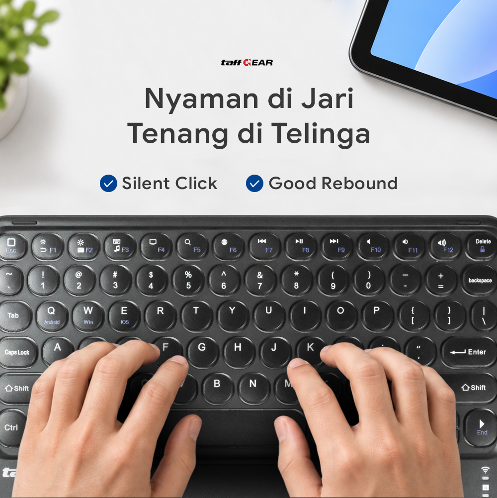 Gambar produk TaffGEAR Keyboard Wireless Mini Bluetooth 3.0 Touchpad Silent Click - GD433 - 4