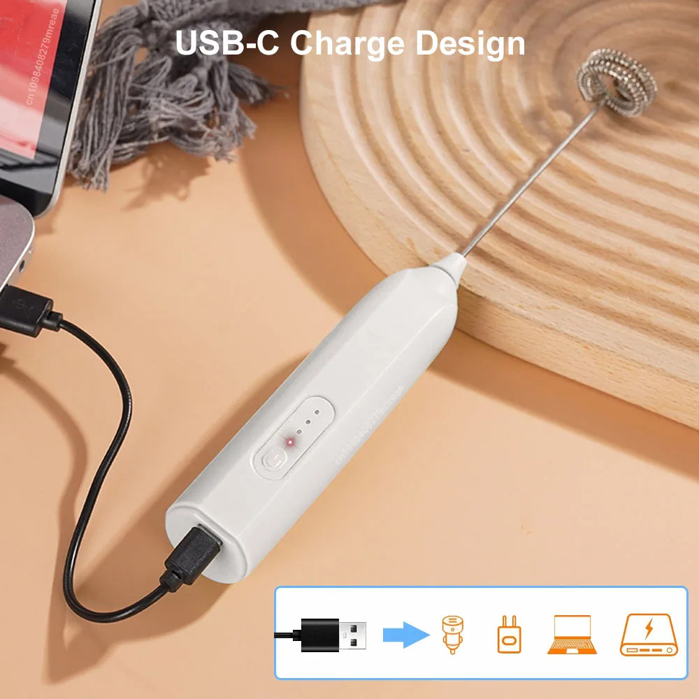 Gambar produk Fo Hand Mixer Mini Pengocok Milk Frother 3 Speed 3W 300mAh - D04 - 6