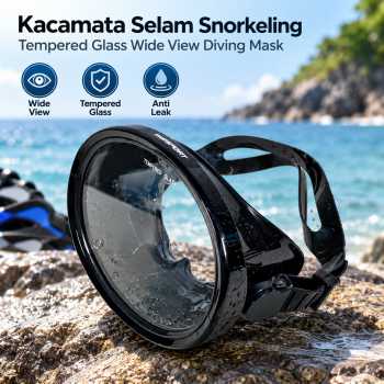 TaffSPORT Kacamata Selam Snorkel Tempered Glass Wide View Diving Mask - M17