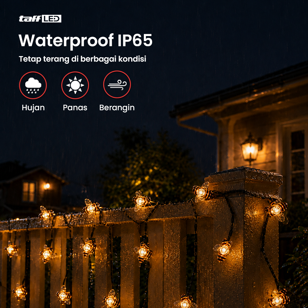 Gambar produk Finether Lampu Taman Outdoor Tancap Lebah Solar Panel IP65 50 LED - BE306 - 5