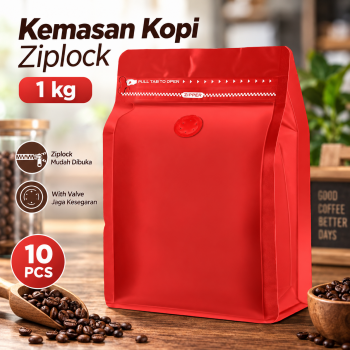 One Two Cups Kemasan Kopi Standing Pouch Ziplock with Valve 10 PCS - KF-10