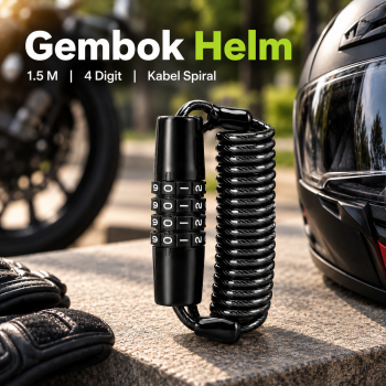 Gambar produk Miskall Gembok Helm Sepeda Motor Kunci Kombinasi Angka 4 Digit 1.5M - T609