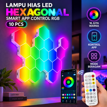 Yabstrip Lampu Hias LED Hexagonal Smart App Control RGB 10 PCS - HD003