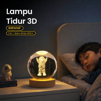 AMARYLLIS Lampu Tidur Bola Kristal 3D Warm White USB 3W - AM-6