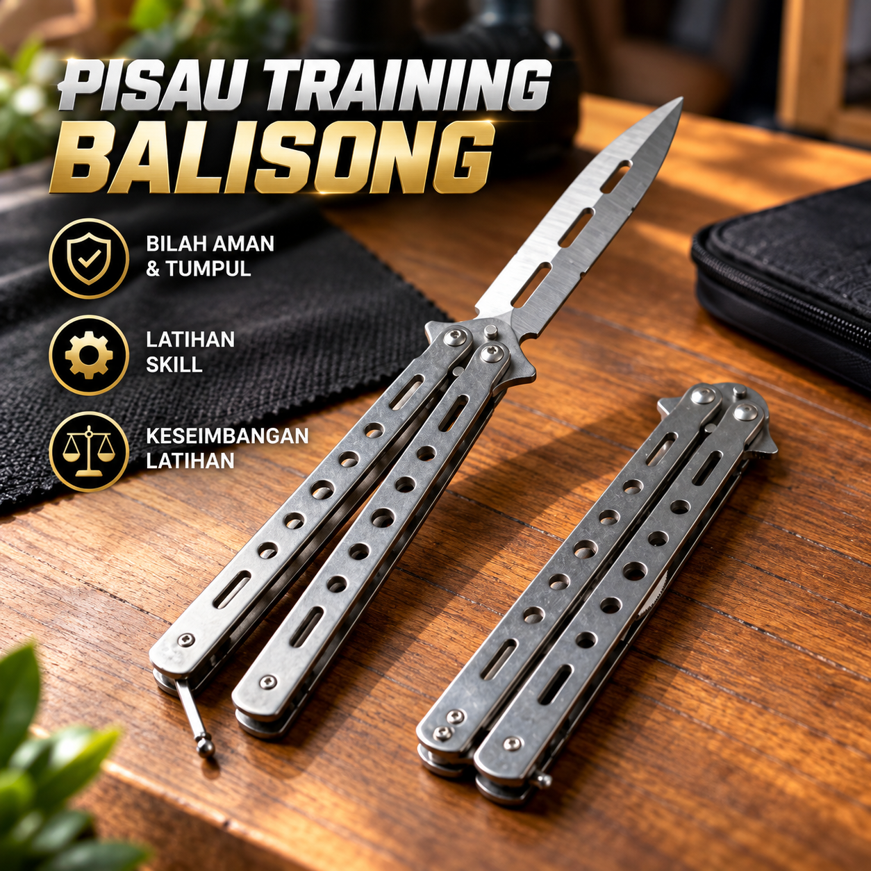 Gambar produk KNIFEZER Pisau Training Balisong Butterfly Knife - A3 - Utama