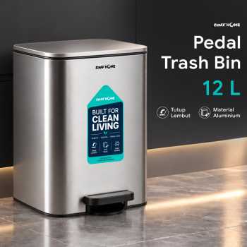 TaffHOME Tempat Sampah Injak Foot Pedal Trash Bin Stainless Steel - M45