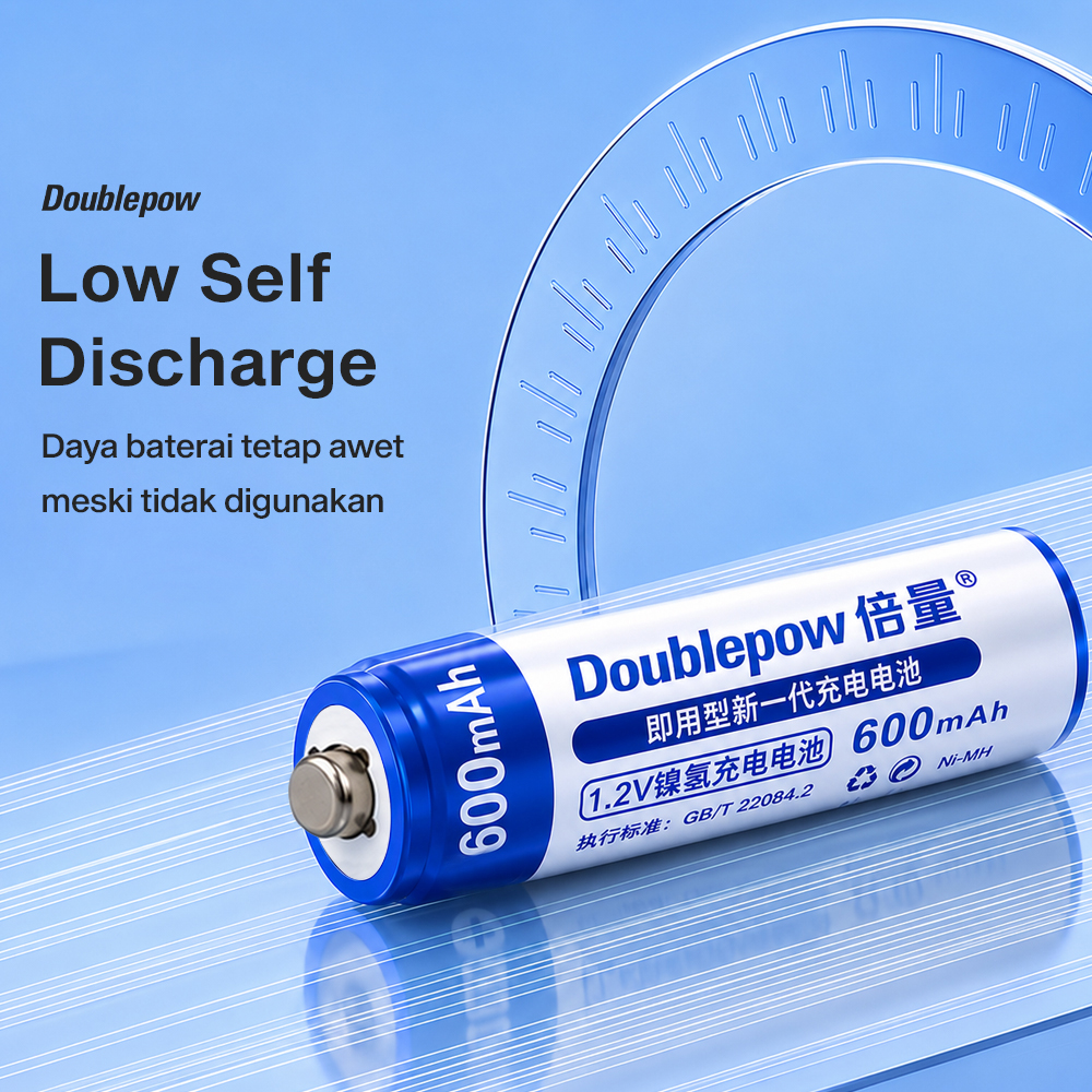 Gambar produk Doublepow Baterai Isi Ulang AA Recharge Ni-MH Button Top 600mAh 1.2V - 5