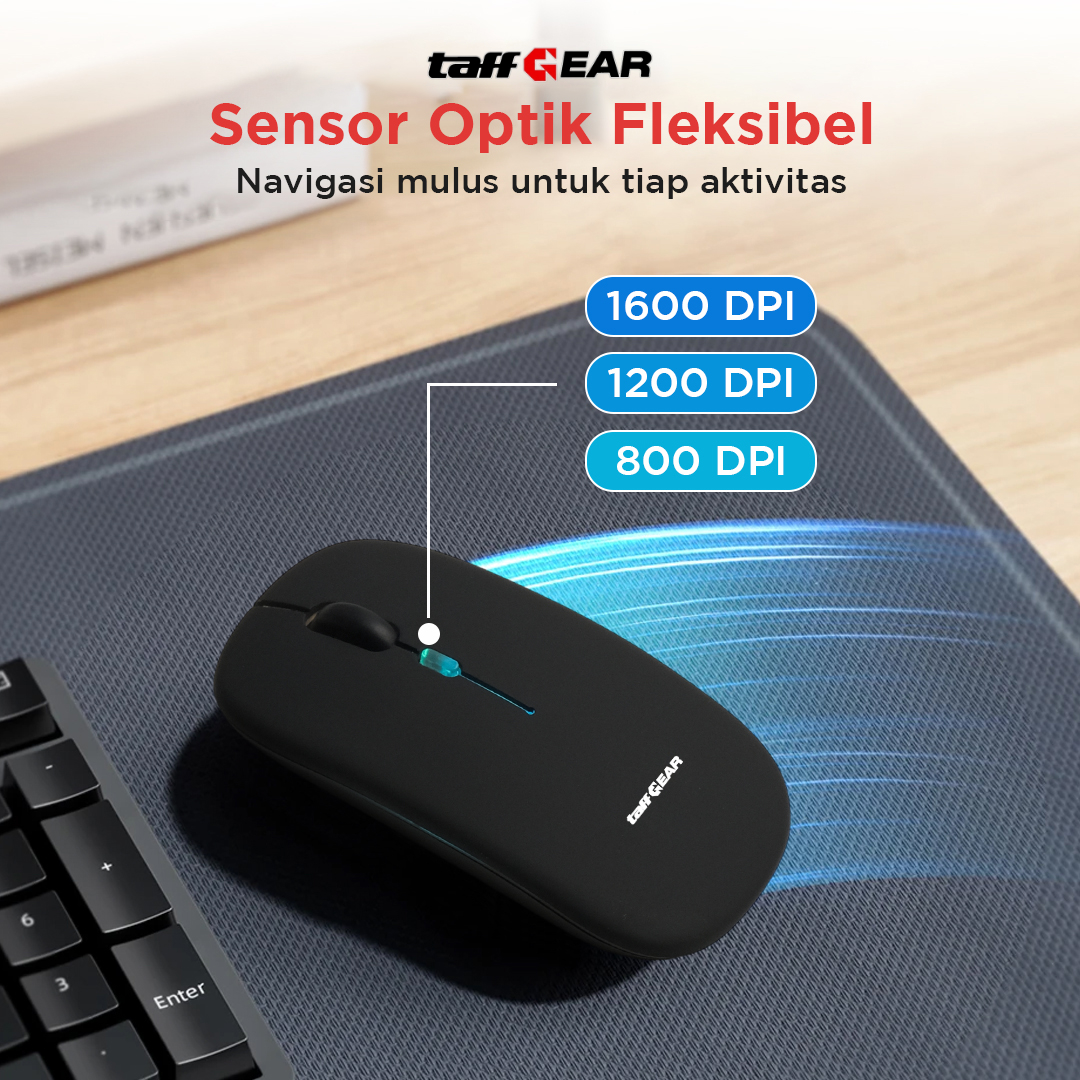 Gambar produk TaffGEAR Mouse Wireless Bluetooth Optical 2.4GHz Silent Click 1600DPI - DC001 - 3