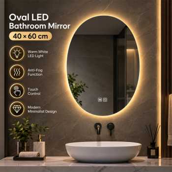 Gambar produk Ac Cermin Aesthetic Kapsul Dinding LED Defrogging Mirror Bathroom 40x60cm - 1066