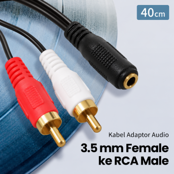 Gambar produk Kabel Adaptor Audio 3.5mm Female ke RCA Male HiFi 40cm