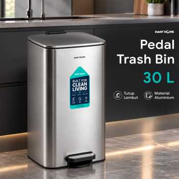 TaffHOME Tempat Sampah Injak Foot Pedal Trash Bin Stainless Steel - M45