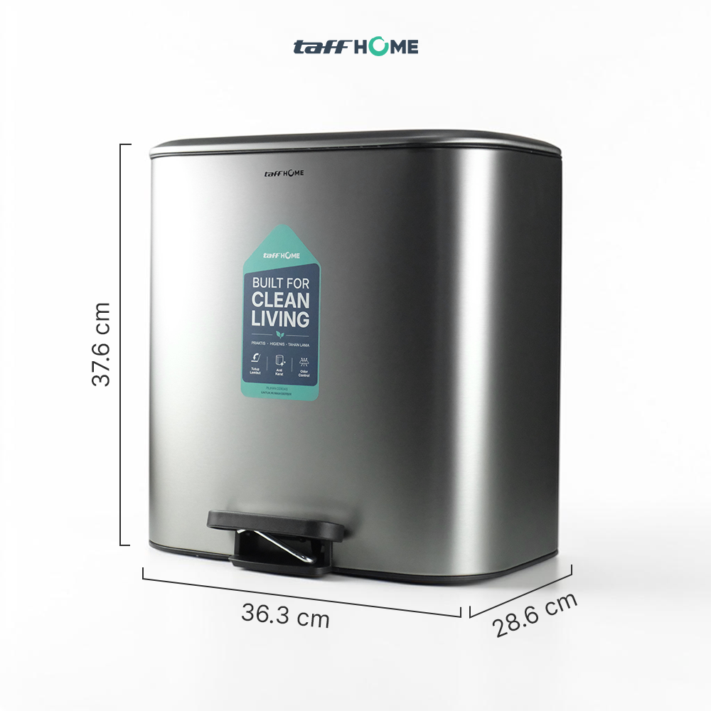 Gambar produk TaffHOME Tempat Sampah Injak Foot Pedal Trash Bin Stainless Steel 20L - M50 - 8