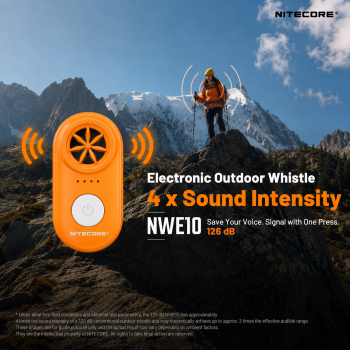 Gambar produk NITECORE Peluit Darurat Elektrik Outdoor Whistle 126dB 300mAh IPX7 - NWE10 - Utama