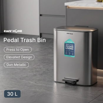 TaffHOME Tempat Sampah Injak Foot Pedal Trash Bin Stainless Steel - M50