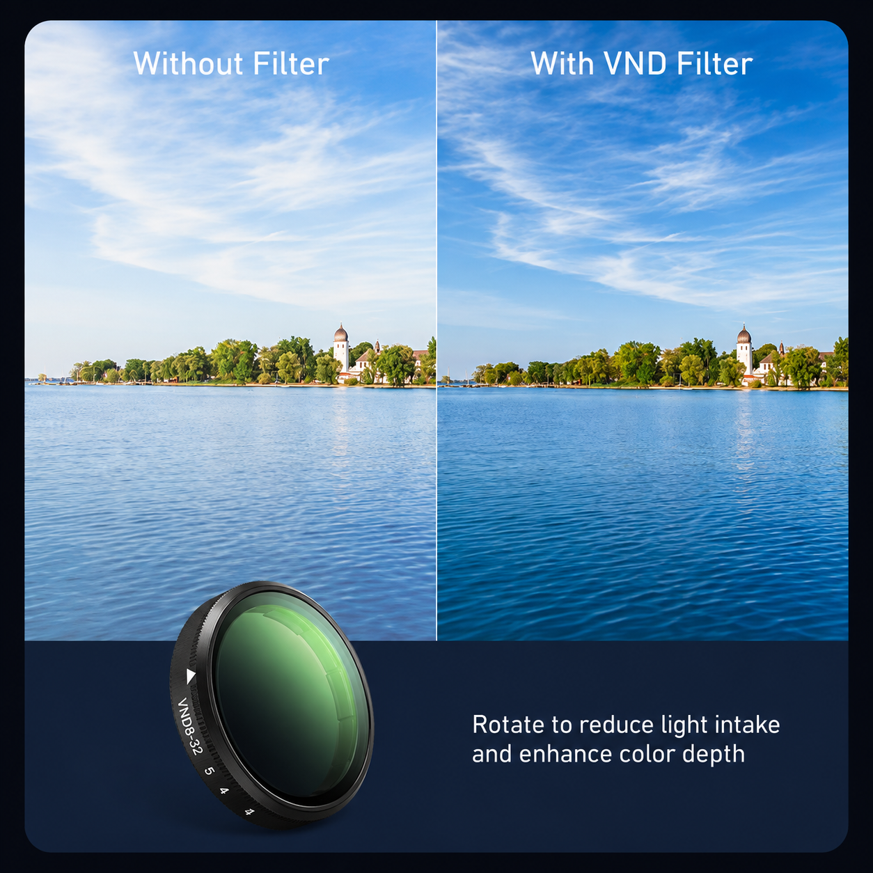 Gambar produk TELESIN Lens Camera Filter VND8-32 for DJI Osmo Action 6 Clip On - S5-FLT-77-TDJ - 3