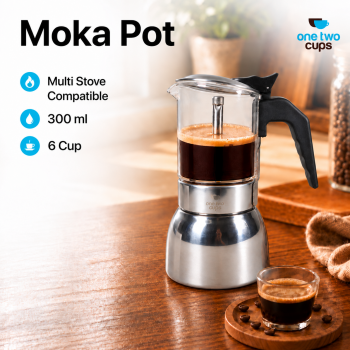 One Two Cups Moka Pot Teko Kopi Espresso Maker Induksi Single Valve - Z70