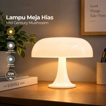 Gambar produk YIJUN Lampu Meja Hias LED Mid Century Mushroom 3 Color 3000-6000K 12W - TL102 - Utama