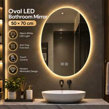 Gambar produk Ac Cermin Aesthetic Kapsul Dinding LED Defrogging Mirror Bathroom 50x70cm - 1066