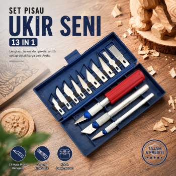 Gambar produk KNIFEZER Set Pisau Ukir Seni 13in1 Crafting Knife 3 Gagang Anti Slip - A-003