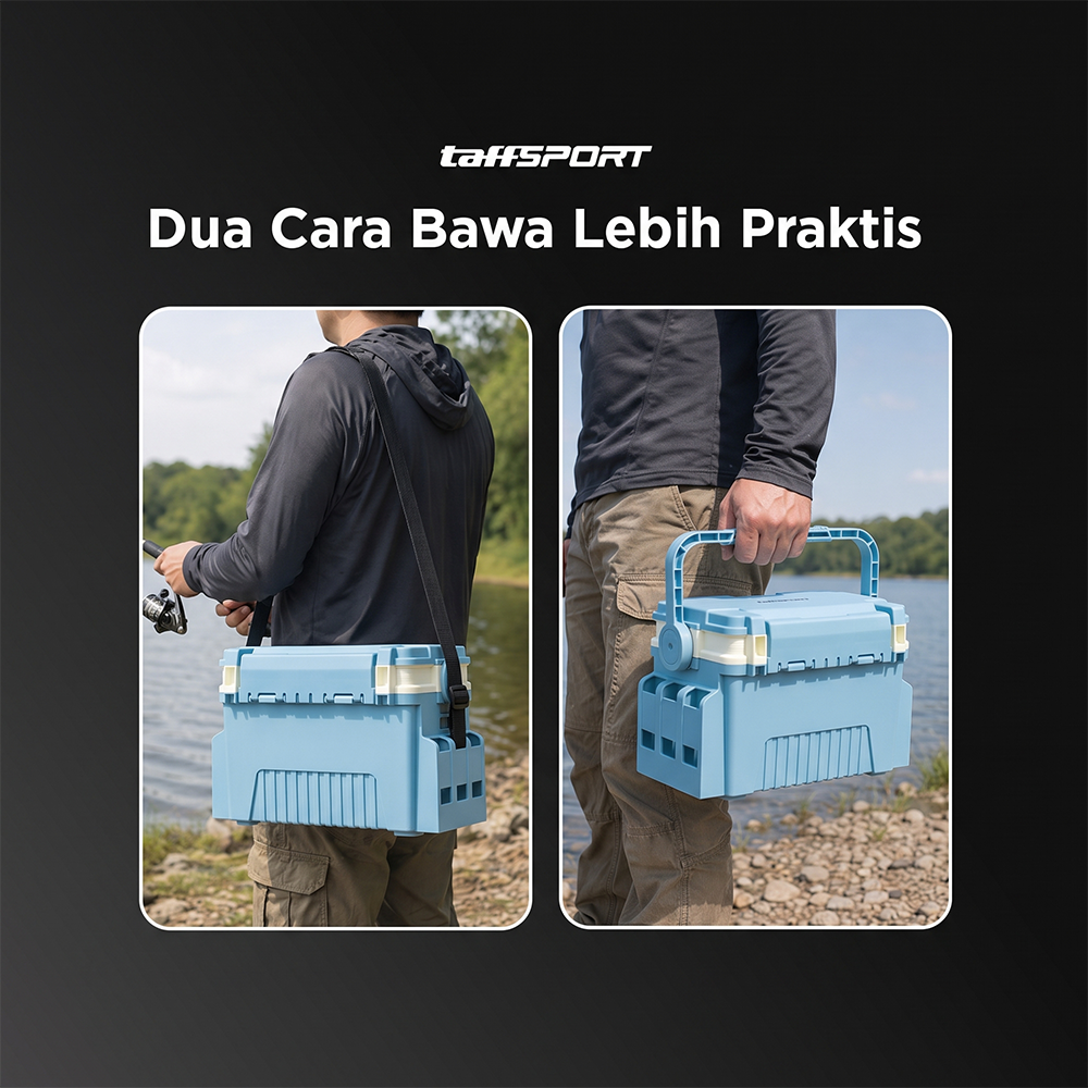Gambar produk TaffSPORT Kotak Perkakas Pancing Fishing Tackle Box Double Layer 12L - JF-31 - 7