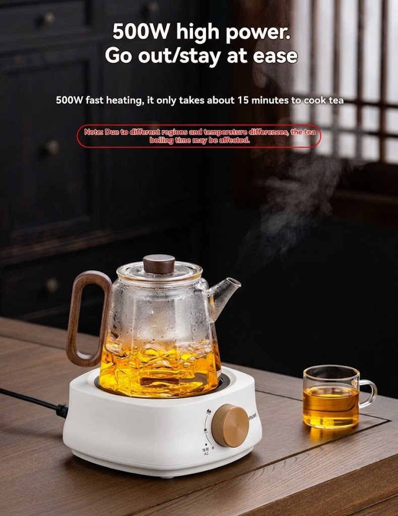 Gambar produk TaffHOME Kompor Listrik Mini 1 Tungku Electric Stove Tea Heater 500W - ZSP-K10500 - 3