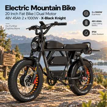 Gambar produk Lankeleisi Sepeda Listrik Gunung Fat Bike 20 Inch Dual Motor 48V 45Ah - X-Black Knight