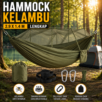 NATURY Hammock Kelambu Ayunan Gantung Camping Outdoor 2.9x1.4M - J510