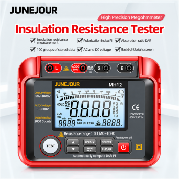 JUNEJOUR Digital Megohmmeter Voltage Insulation Resistance Tester - MH12