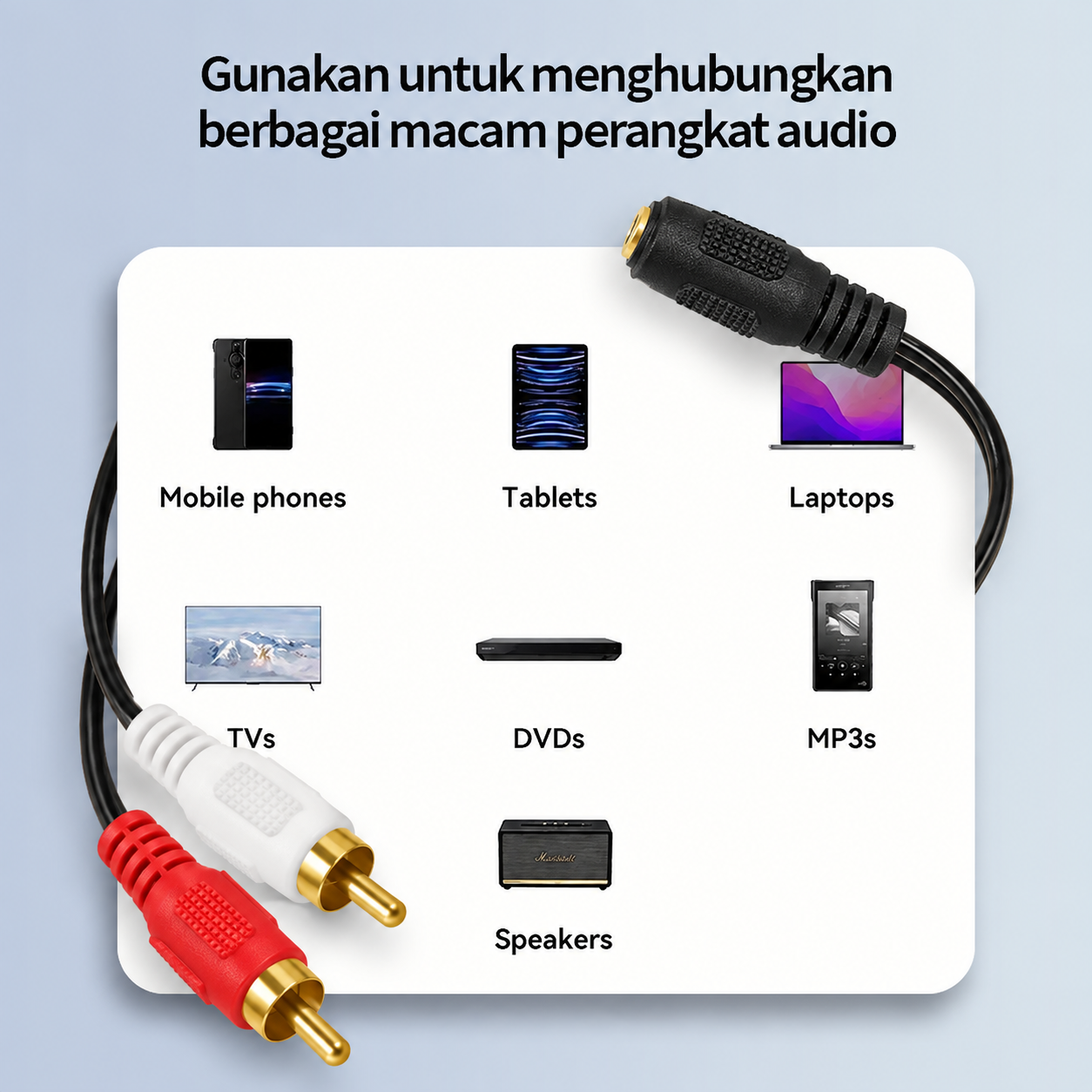 Gambar produk Kabel Adaptor Audio 3.5mm Female ke RCA Male HiFi 40cm - 4