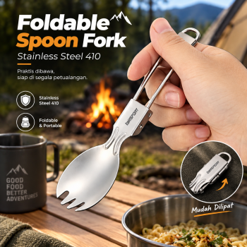 Gambar produk TaffSPORT Foldable Spoon Fork Sendok Garpu Lipat Stainless Steel 410 - SVGF2