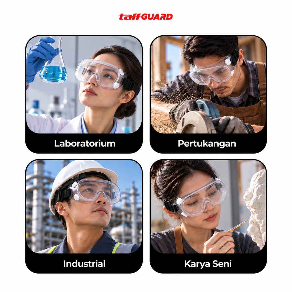 Gambar produk TaffGUARD Kacamata Safety Goggles Work Laboratory Eyewar Anti Fog - R101 - 5