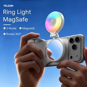 TELESIN Lampu Ring Light MagSafe 3in1 LED RGB 7000K 500mAh - P5-BGD-18
