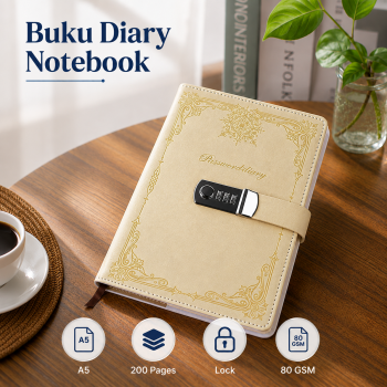 KaiRui Buku Diary Notebook Catatan Jurnal A5 200 Halaman with Lock - TD-495