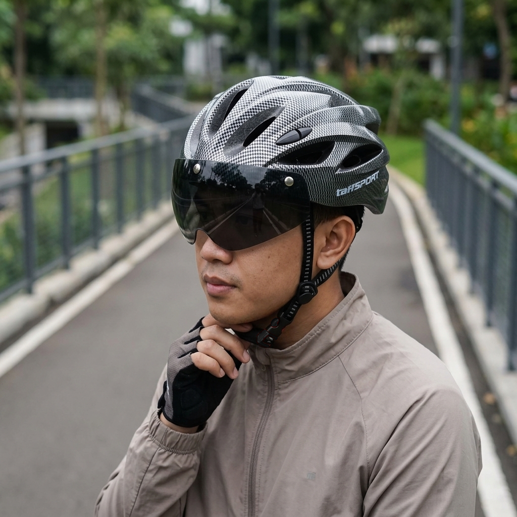 Gambar produk TaffSPORT Helm Sepeda Road Bike Visor Bicycle Helmet 19 Vent - A01-B - 5