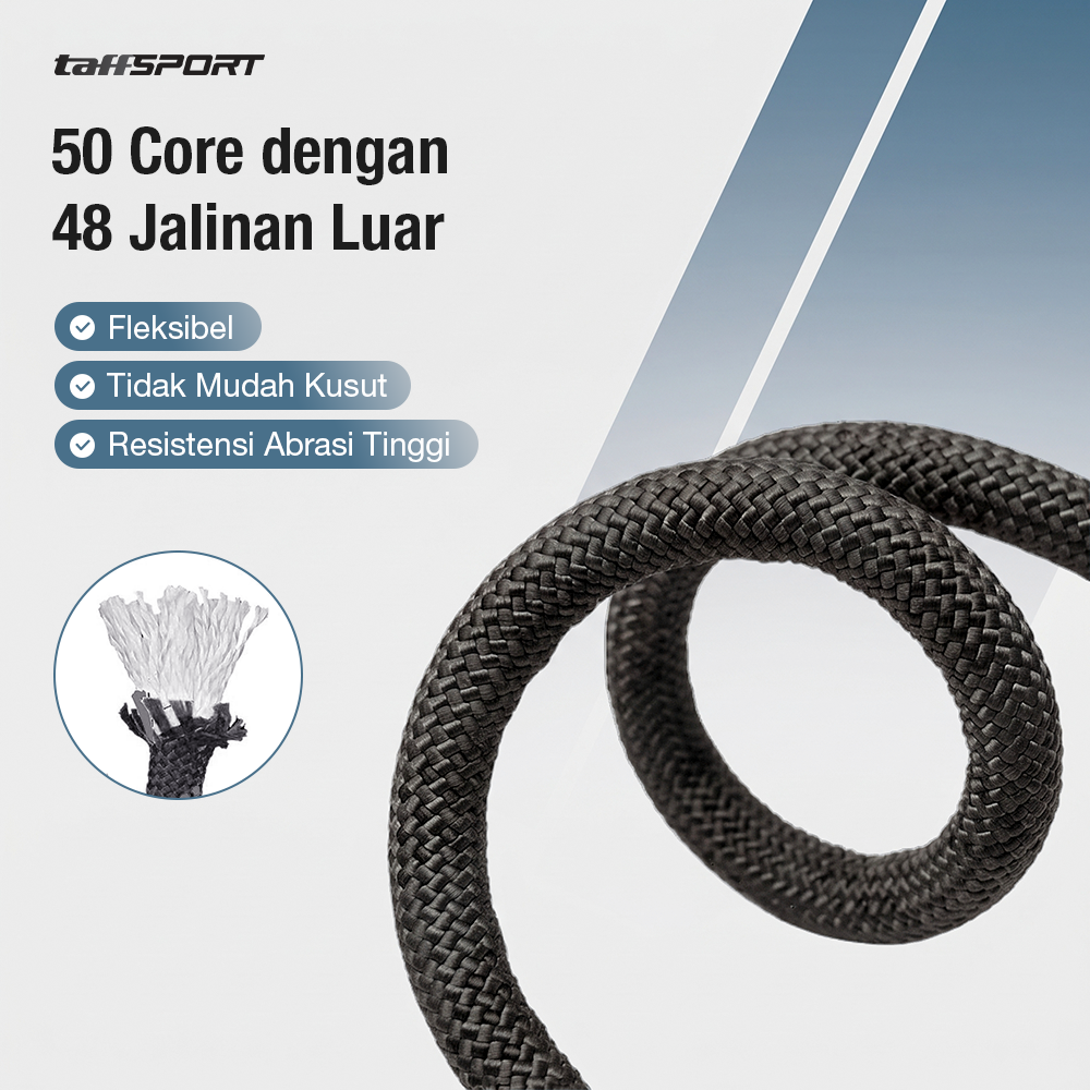 Gambar produk TaffSPORT Tali Paracord Panjat Tebing Climbing Rope Steel Buckle 10mm Panjang 30M - 24KN - 2