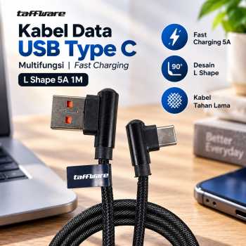Gambar produk Taffware Kabel Data USB Type C Multifungsi Fast charging L Shape 5A 1M - OL01