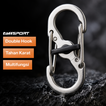 TaffSPORT Carabiner Metal Double Hook Spring Lock Gantungan Kunci 50kg - AT17