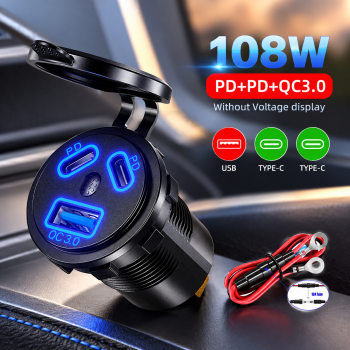 OTOHEROES Charger HP Motor QC 3.0 PD 3 Port USB A Type C 108W 12-24V - O3