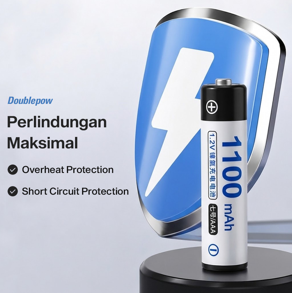 Gambar produk Doublepow Baterai Isi Ulang AAA Ni-MH Button Top 1100 mAh 1.2V 1 PCS - 4