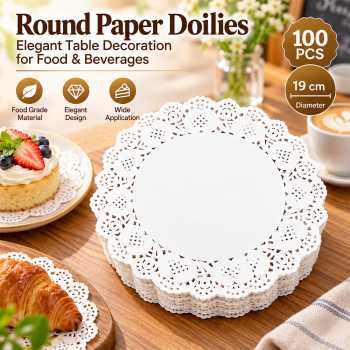 Doil Doilies Paper Round Kertas Alas Roti Renda Food Grade 36g 100 PCS - BK-25