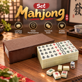 Gambar produk MOJIA Mahjong Set Portable 144 Tile Melamine Blank Tile Leather Box - 30BE