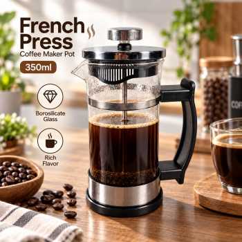 One Two Cups French Press Coffee Maker Pot Plunger Borosilicate - FS25