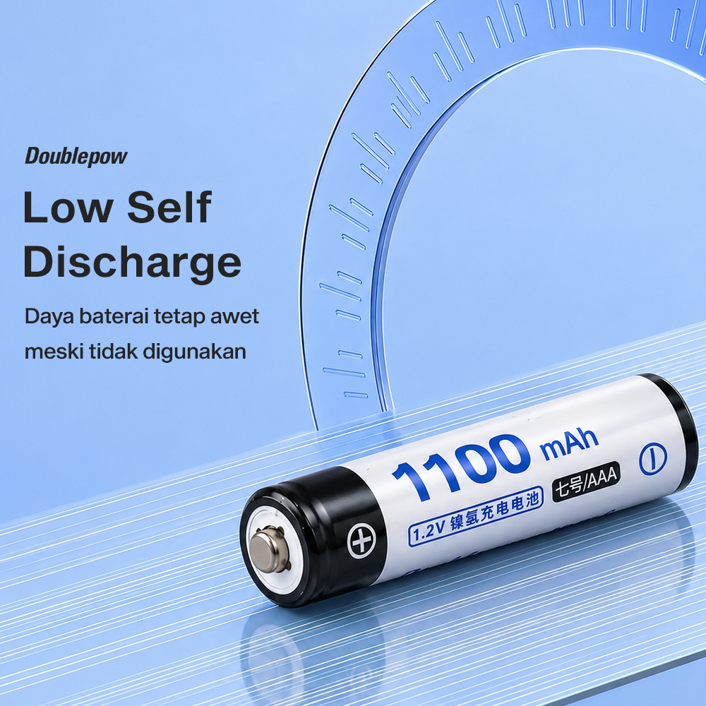Gambar produk Doublepow Baterai Isi Ulang AAA Ni-MH Button Top 1100 mAh 1.2V 1 PCS - 5