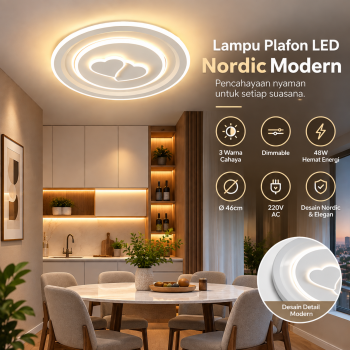 IBNUNU Lampu LED Plafon Modern Ceiling Dimmable 3 Color 48W 220V 46cm - White