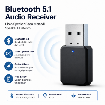 BUNDWIN Adapter Audio Receiver USB Bluetooth 5.1 - KN318