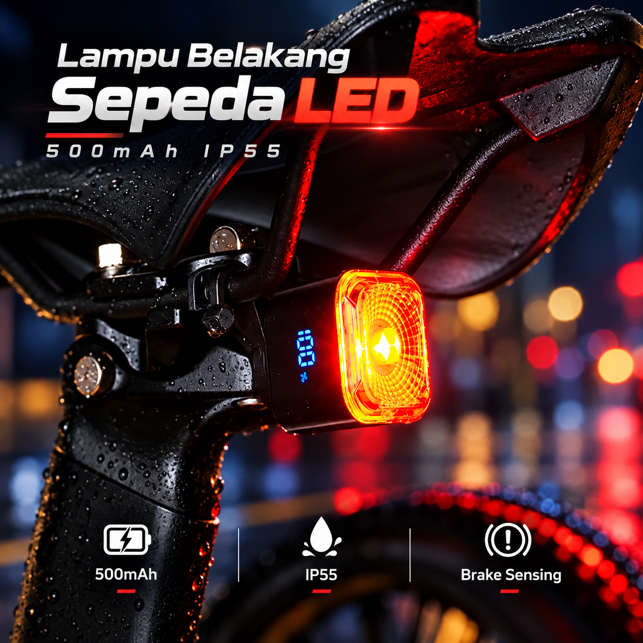 Gambar produk ESLNF Lampu Belakang Sepeda LED Tail Light Brake Sensor 500mAh IP55 - NQY-135 - Utama